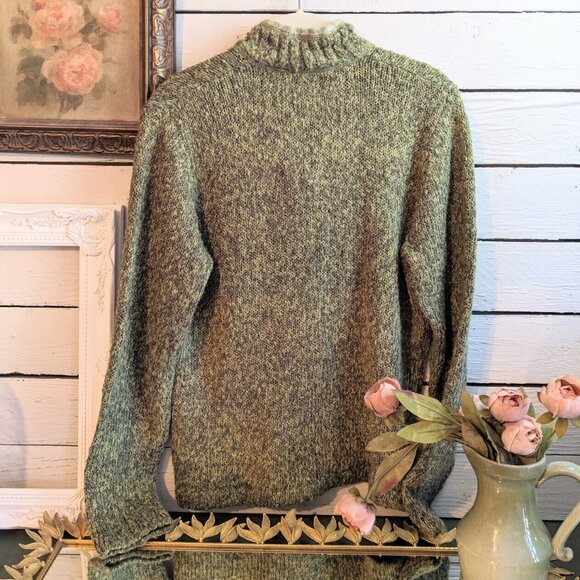 Woolrich 1/4 Zip Pullover Olive Green Fair Isles Sweater Women's Medium - Picture 4 of 5